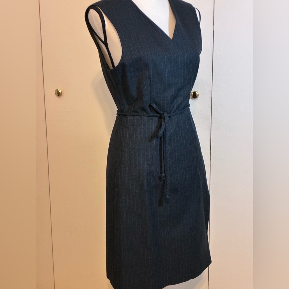 Vintage Brooks Brothers Ladies Gray Pinstripe Wrap Jumper/Dress, Made in USA
